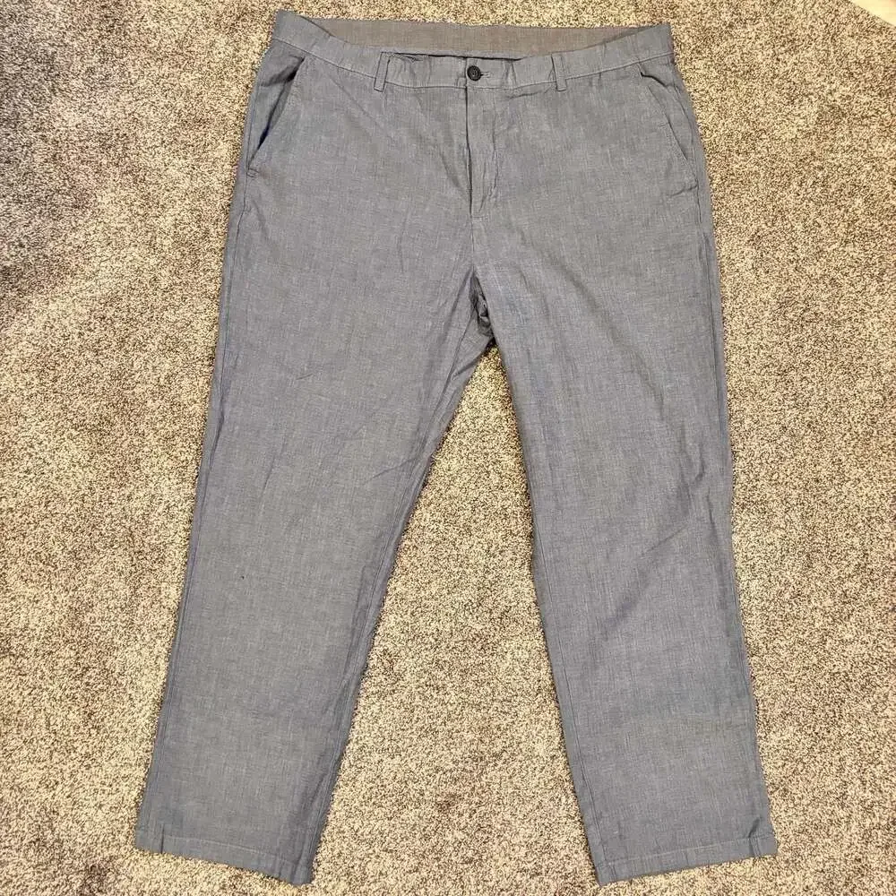Calvin Klein Men's Blue Linen Straight Chino Pants 40